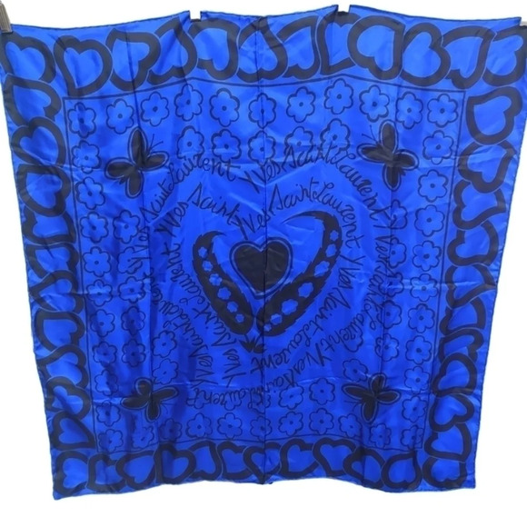 Very Rare Print Authentic YSL Yves Saint Laurent Silk Scarf - Picture 1 of 13